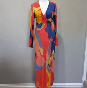 Watercolor Maxi Wrap Dress from Anthropologie, sz Small